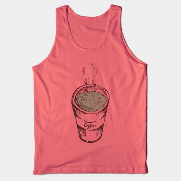 Warm Coffee Drink Sketch Tank Top by Cottonbutton